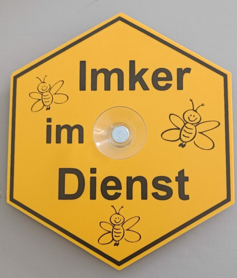 Wabenschild Saugnapf Imker im Dienst